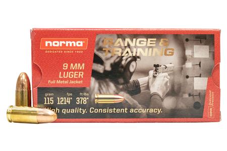 NORMA USA 9mm Luger 115 gr FMJ Range and Training 50/Box