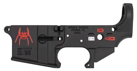 SPIKES TACTICAL Spider Stripped AR Lower Receiver with Red Color Filling (Multi Cal)