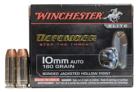 WINCHESTER AMMO 10mm Auto 180 gr Bonded JHP Defender Elite 20/Box