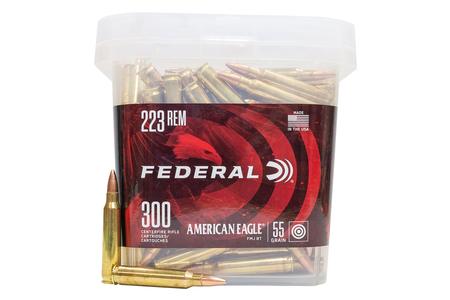 FEDERAL AMMUNITION 223 Rem 55 gr FMJ BT American Eagle 300 Rounds in Bucket