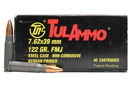 TULA AMMO 7.62x39mm 122 gr FMJ Steel Case Police Trade-In Ammo 40/Box