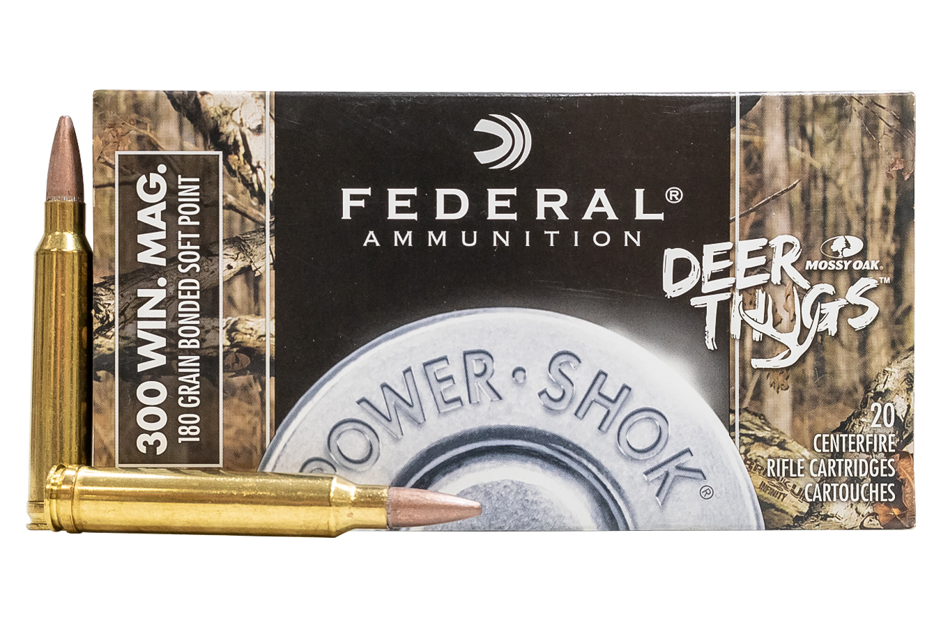 Federal 300 Win Mag 180 gr Bonded Soft Point Power Shok Deer Thugs Police Trade-In Ammo 20/Box