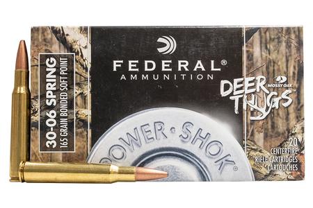 FEDERAL AMMUNITION 30-06 Springfield 165 gr Bonded Soft Point Power Shok Deer Thugs Police Trade-In Ammo 20/Box