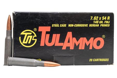 TULA AMMO 7.62x54R 148 gr FMJ Steel Case Police Trade-In Ammo 20/Box