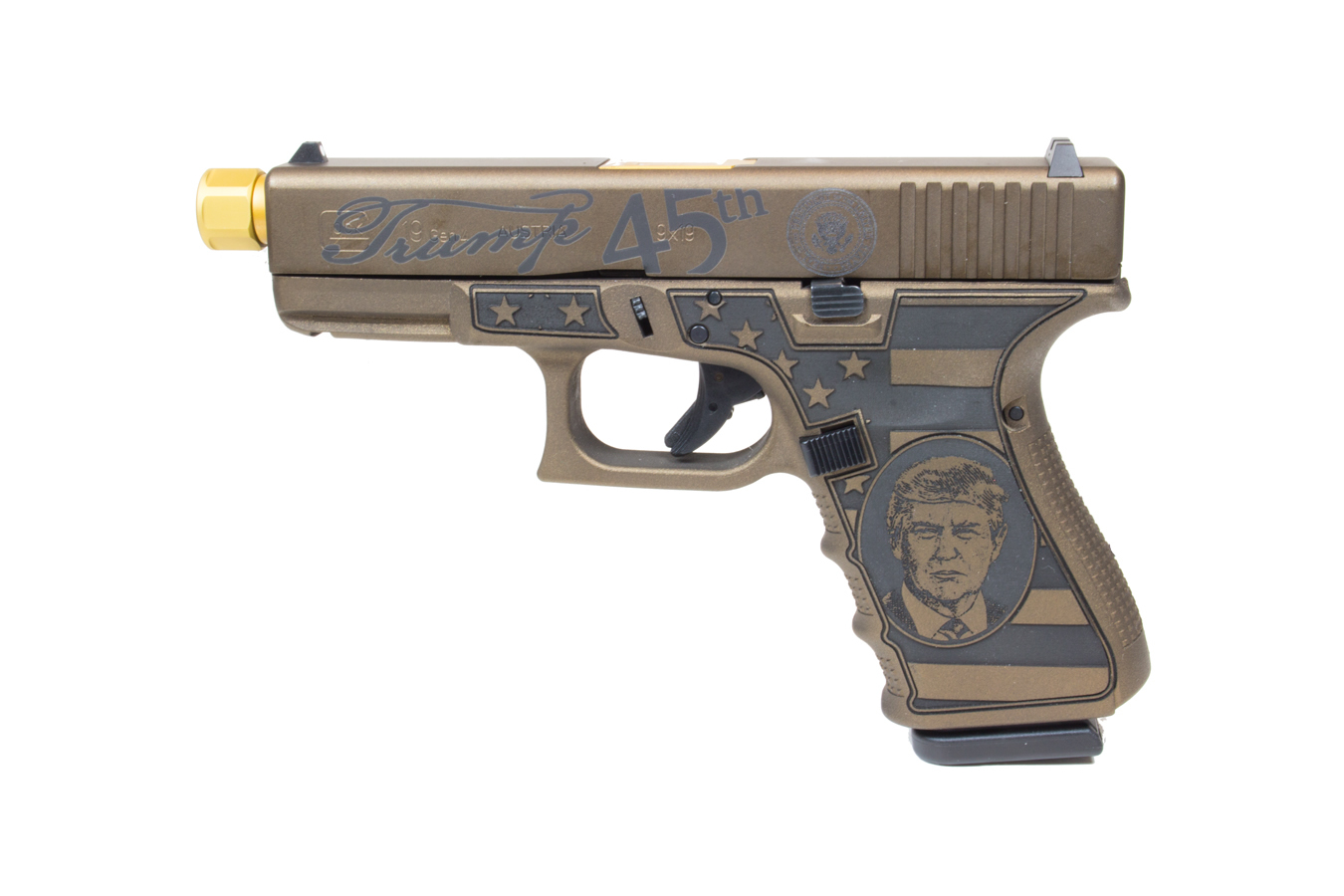 Glock 19 Gen4 9mm Donald Trump Keep America Great Edition Pistol with Threaded Barrel (Made in USA)