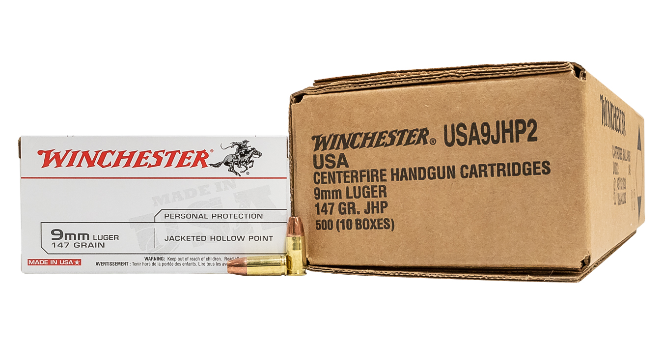 WINCHESTER AMMO 9MM 147 GR JHP 500CS