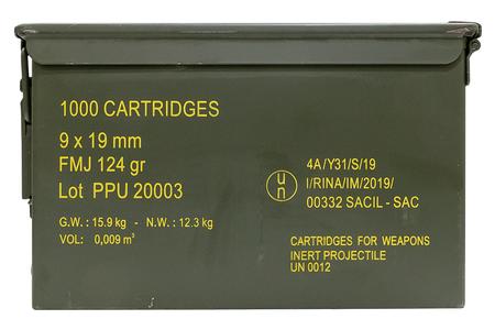 PPU 9mm Luger 124 gr FMJ 1000 Rounds in Ammo Can