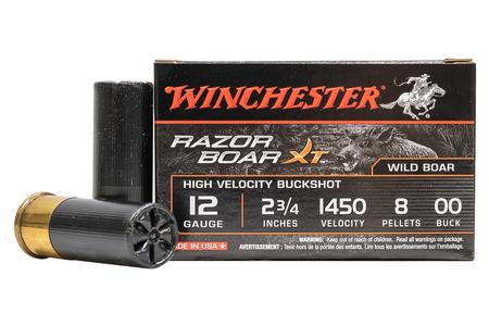 WINCHESTER AMMO 12 Gauge 2-3/4 in 00 Buckshot 8 Pellet Razor Boar XT 5/Box