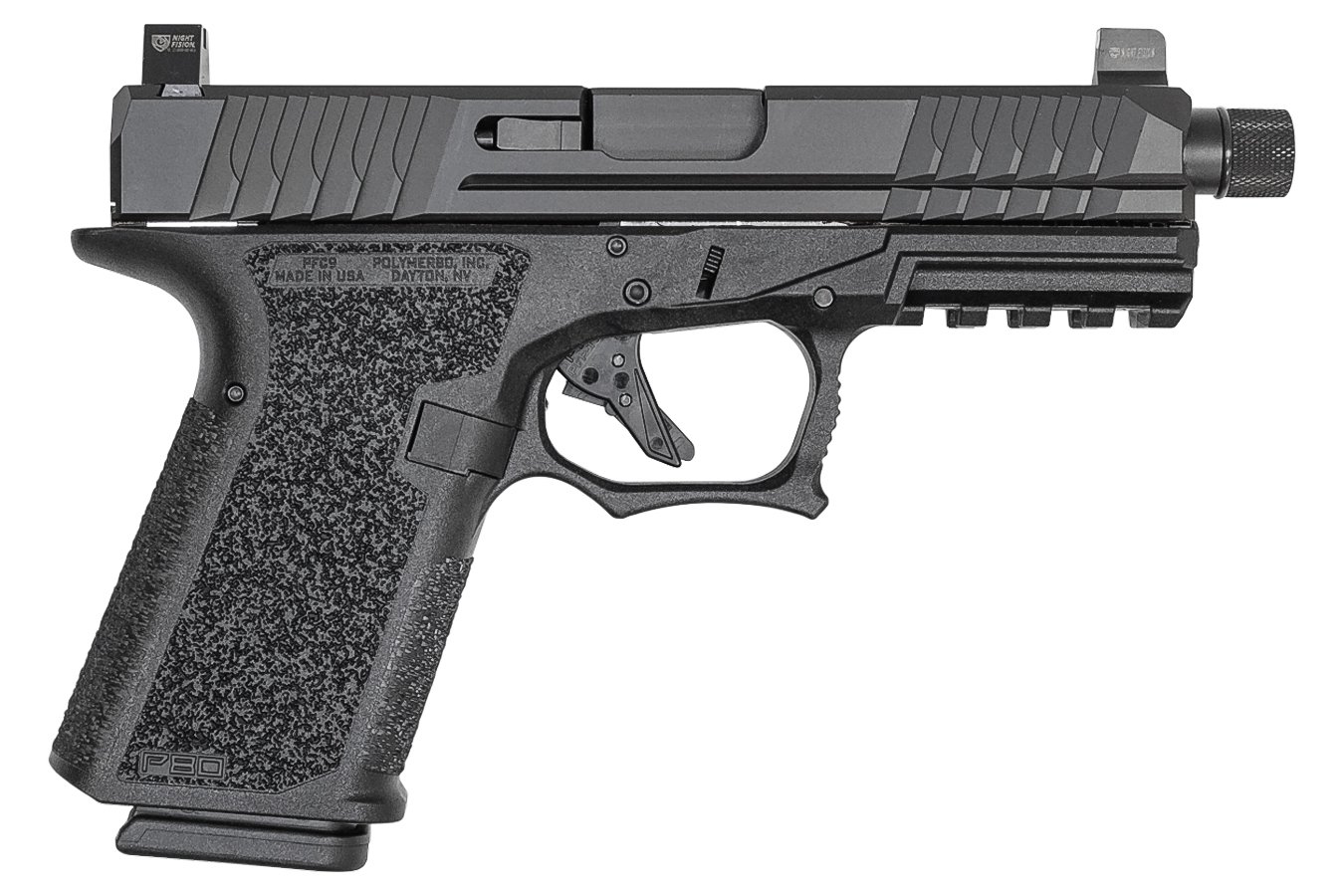 Polymer80 PFC9 9mm 15 Round Pistol with Threaded Barrel and Suppressor Height Sights
