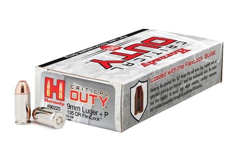 HORNADY 9mm 135 gr Flexlock Critical Duty Police Trade Ammo 50/Box