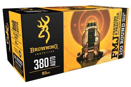 BROWNING AMMUNITION 380 Auto 95 gr FMJ Training and Practice 100 Round Value Pack