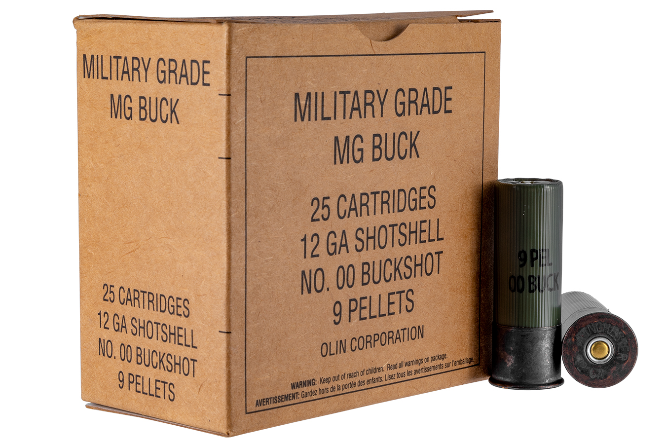 Winchester 12 Gauge 2 3 4 In 9 Pellets Military Grade 00 Buckshot 25 