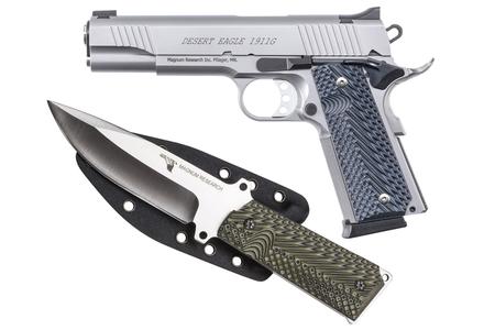 MAGNUM RESEARCH Desert Eagle 1911 G. 45 ACP Full-Size Stainless Pistol with Knife/Sheath Package