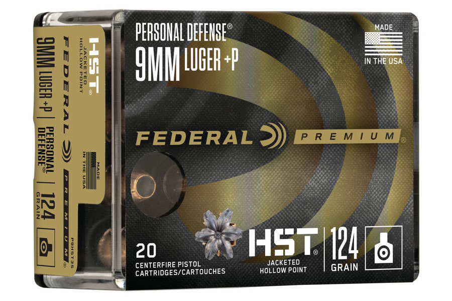 FEDERAL AMMUNITION 9MM+P 124 GR JHP HST PERSONAL DEFENSE 20/BOX