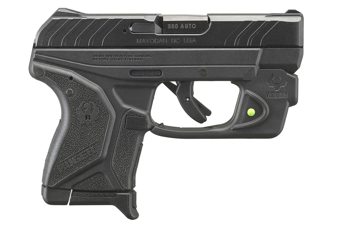 RUGER LCP II 380 ACP WITH VIRIDIAN E-SERIES GREEN LASER