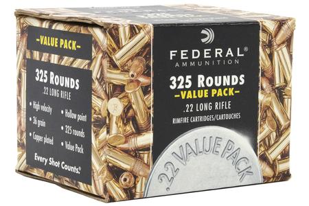 Federal 22 LR 36 gr CPHP 325 Round Value Pack