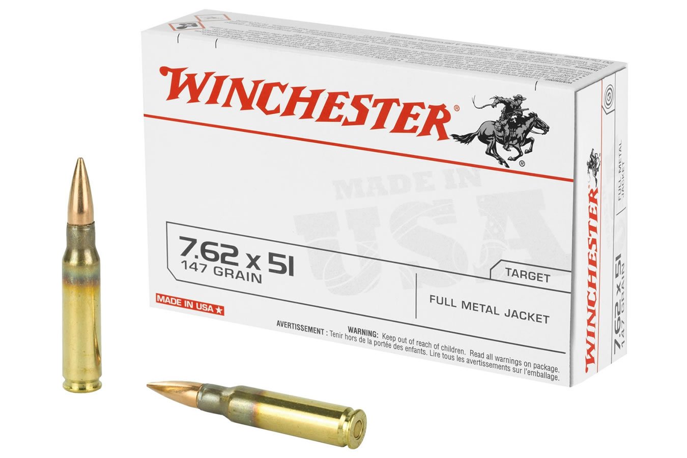 WINCHESTER AMMO 7.62X51MM NATO 147 GR FMJ 20/BOX