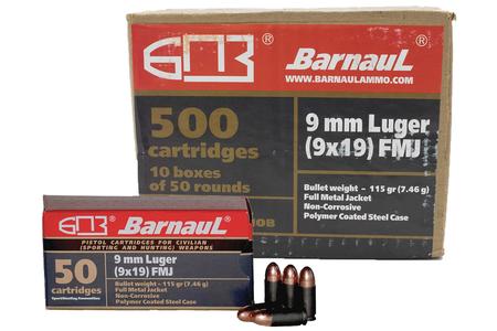 BARNAUL 9mm 115 gr FMJ Polymer Coated Steel 500/Case
