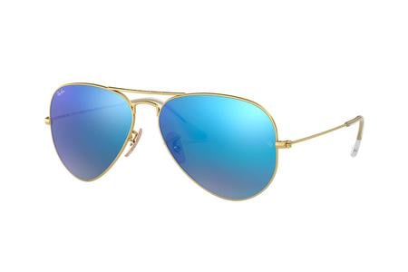 AVIATOR LARGE METAL MATTE GOLD W/BLUE FLASH MIRROR