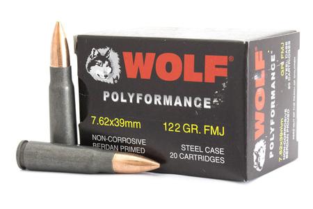WOLF AMMO 7.62x39mm 122 gr FMJ Steel Case PolyFormance 20/Box