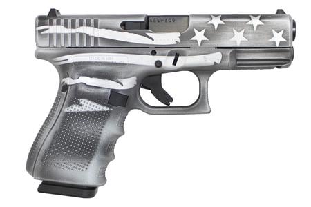 23 GEN 4 40 S&W PISTOL WITH BATTLE WORN FLAG IN BATTESHIP GRAY