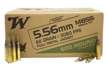Winchester 5.56mm M855 62 gr FMJ Green Tip Lake City 500 Round Range Pack