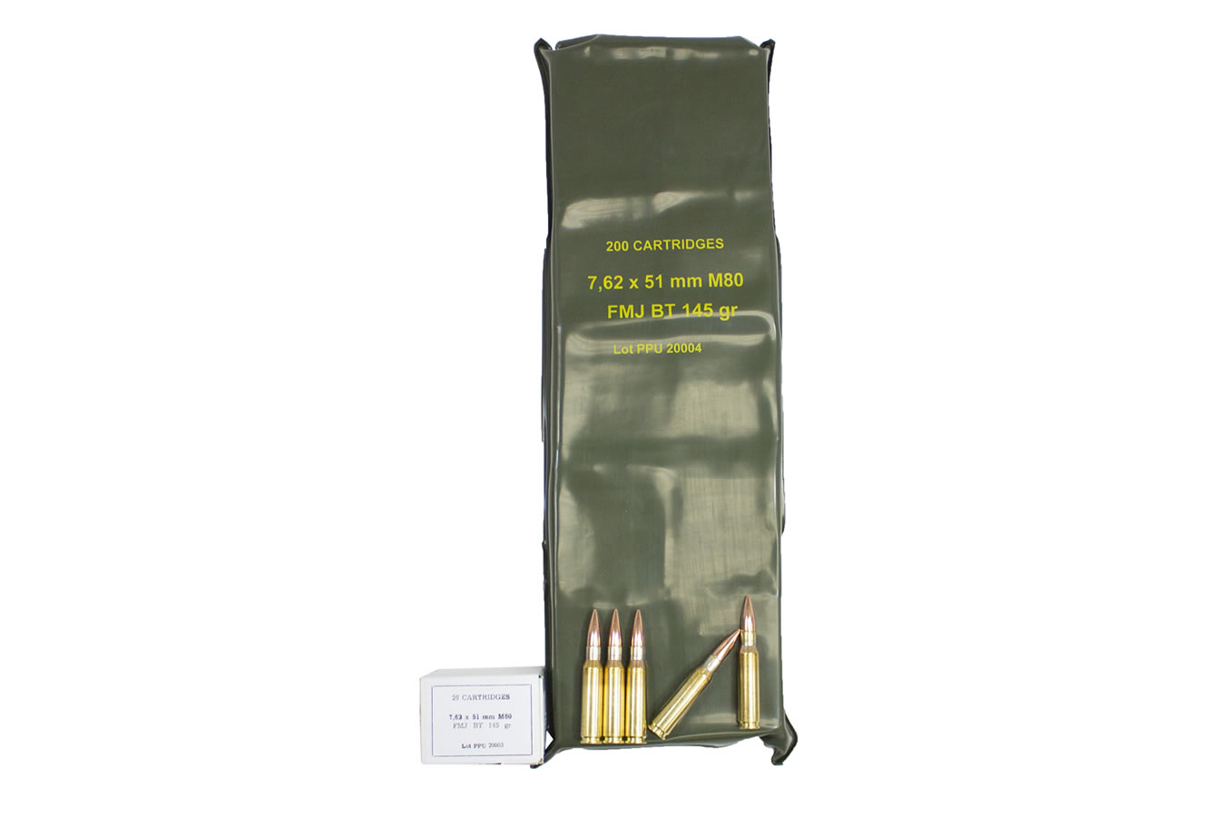 Ppu 7.62x51mm NATO Mil-Spec 145 gr FMJ BT 200/Pack