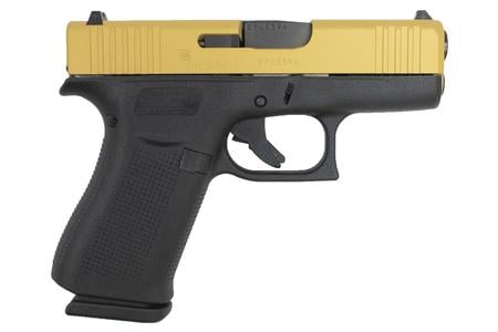 GLOCK 43x 9mm Single Stack Pistol with Cerakote Gold Slide