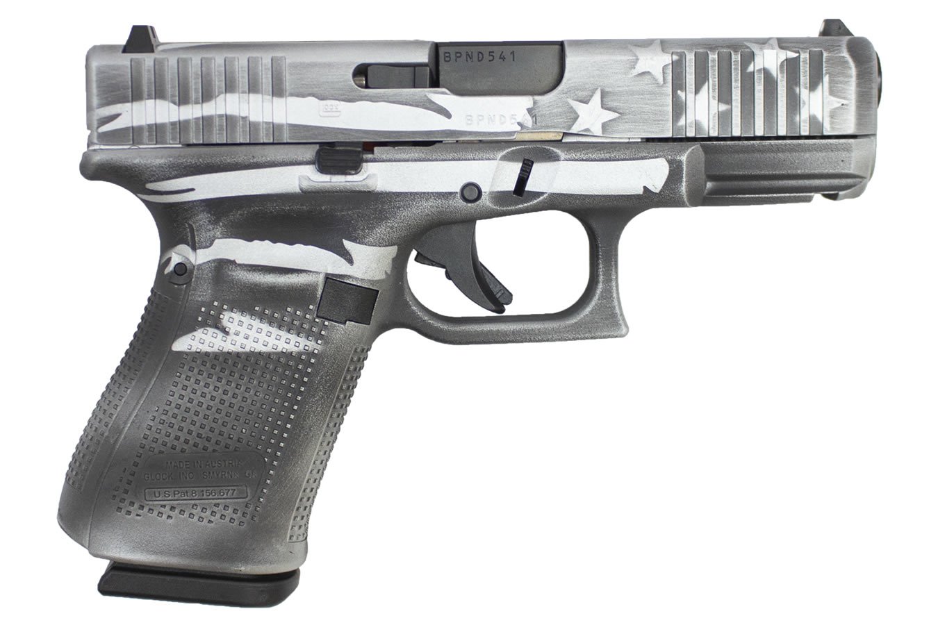 Glock 19 Gen5 9mm Pistol with Distressed Battleflag Design