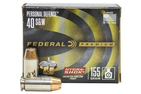 FEDERAL AMMUNITION 40SW 155 gr Hydra-Shok JHP Personal Defense 20/Box