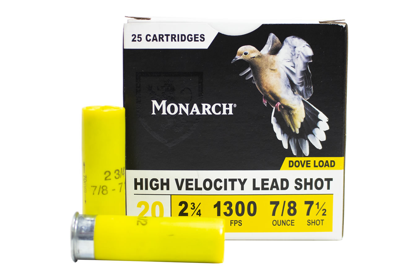 MONARCH AMMUNITION 20 GA DOVE LOAD 2 3/4 INCH 7/8 OUNCE 7 SHOT 25/BOX