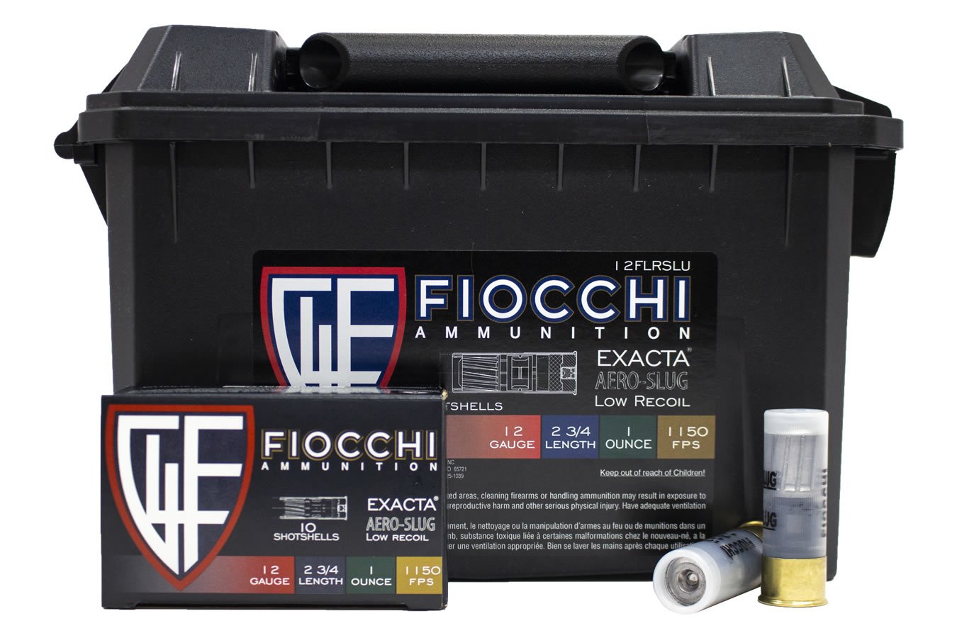 Fiocchi 12 Gauge 2-3/4 Inch 1 oz Rifled Slug 80 Rounds in Ammo Can