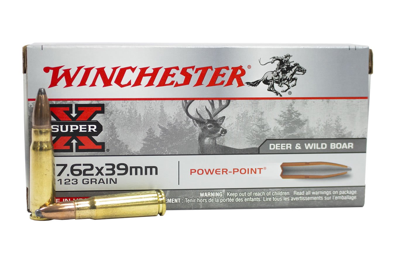 WINCHESTER AMMO 7.62X39MM RUSSIAN 123 GR POWER POINT SUPER X 20/BOX