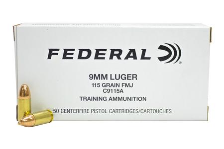 FEDERAL AMMUNITION 9mm 115 gr FMJ Training Ammunition 500 Round Case