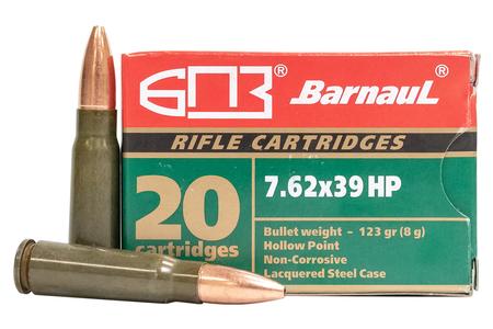 BARNAUL 7.62x39mm 123 gr HP Lacquered Steel 500 Round Case