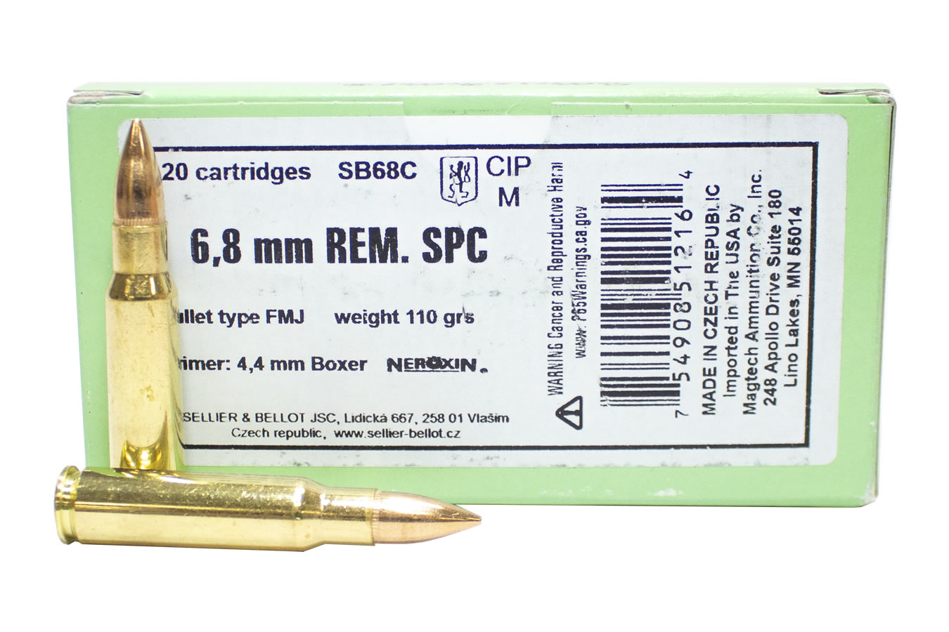 SELLIER AND BELLOT 6.8 REM SPC 110 GR FMJ 20/BOX
