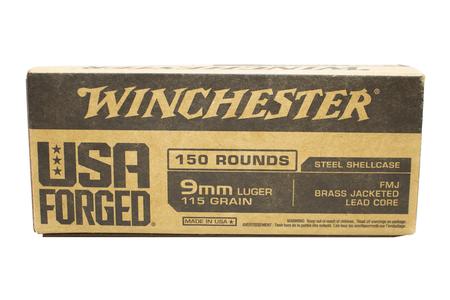 WINCHESTER AMMO 9mm 115 gr FMJ USA Forged Steel Case 150/Box
