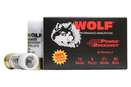 WOLF AMMO 12 GAUGE 2-3/4 IN 9 PELLET 00 BUCKSHOT 10/BOX