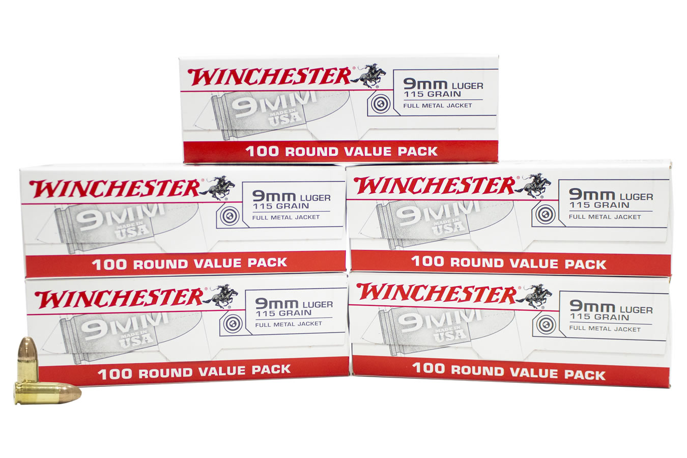 WINCHESTER AMMO 9MM 115 GR FMJ USA TARGET 500/CASE