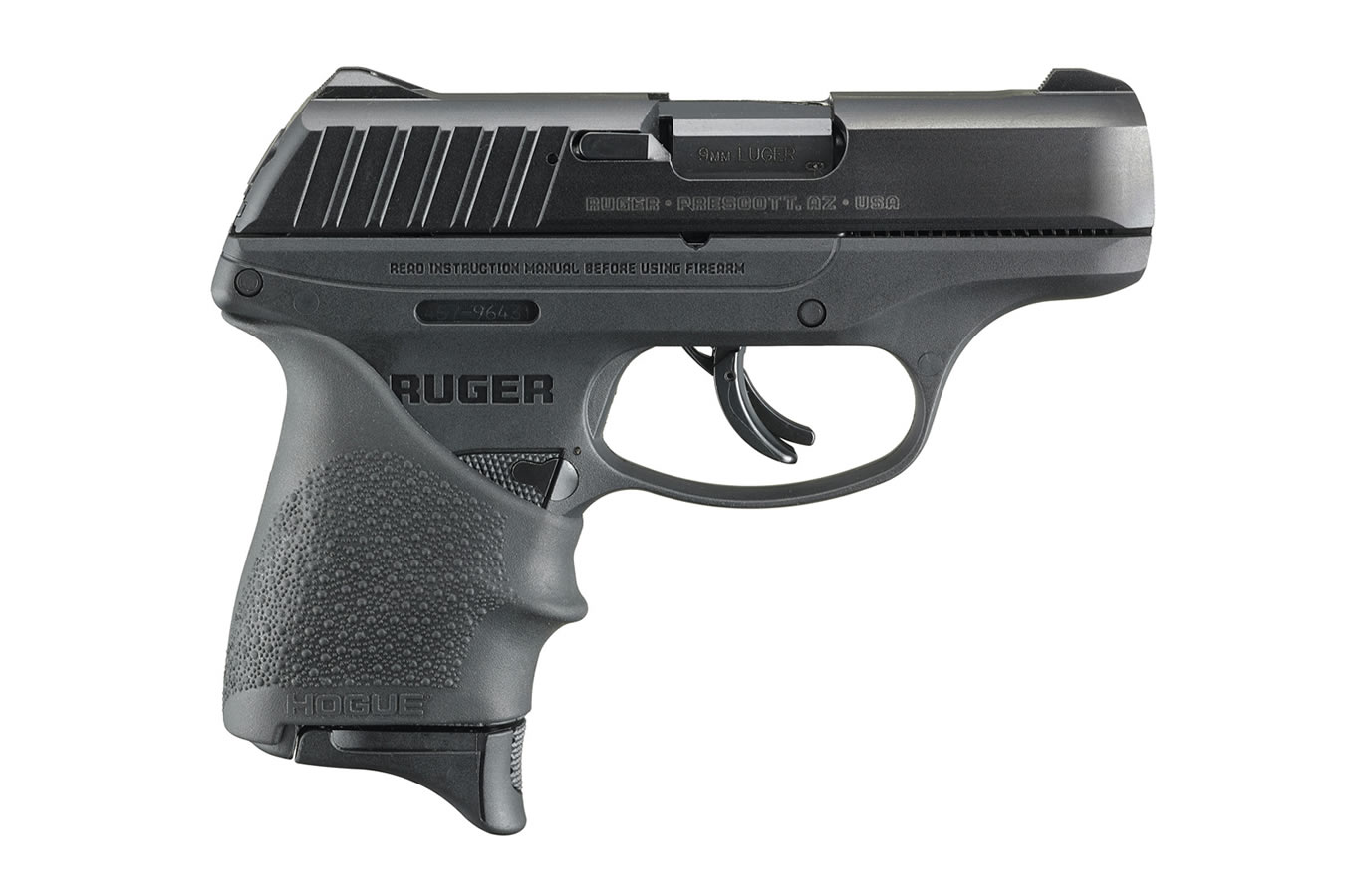 RUGER EC9S COMPACT 9MM PISTOL WITH HOGUE BEAVERTAIL HANDALL SLEEVE