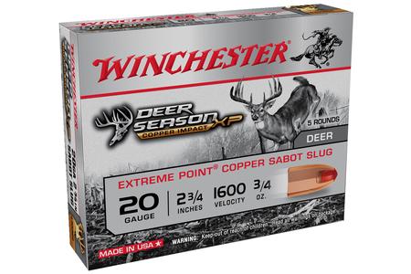 WINCHESTER AMMO 20 Gauge 2-3/4 in 3/4 oz Extreme Point Copper Sabot Slug Deer Season XP Copper I