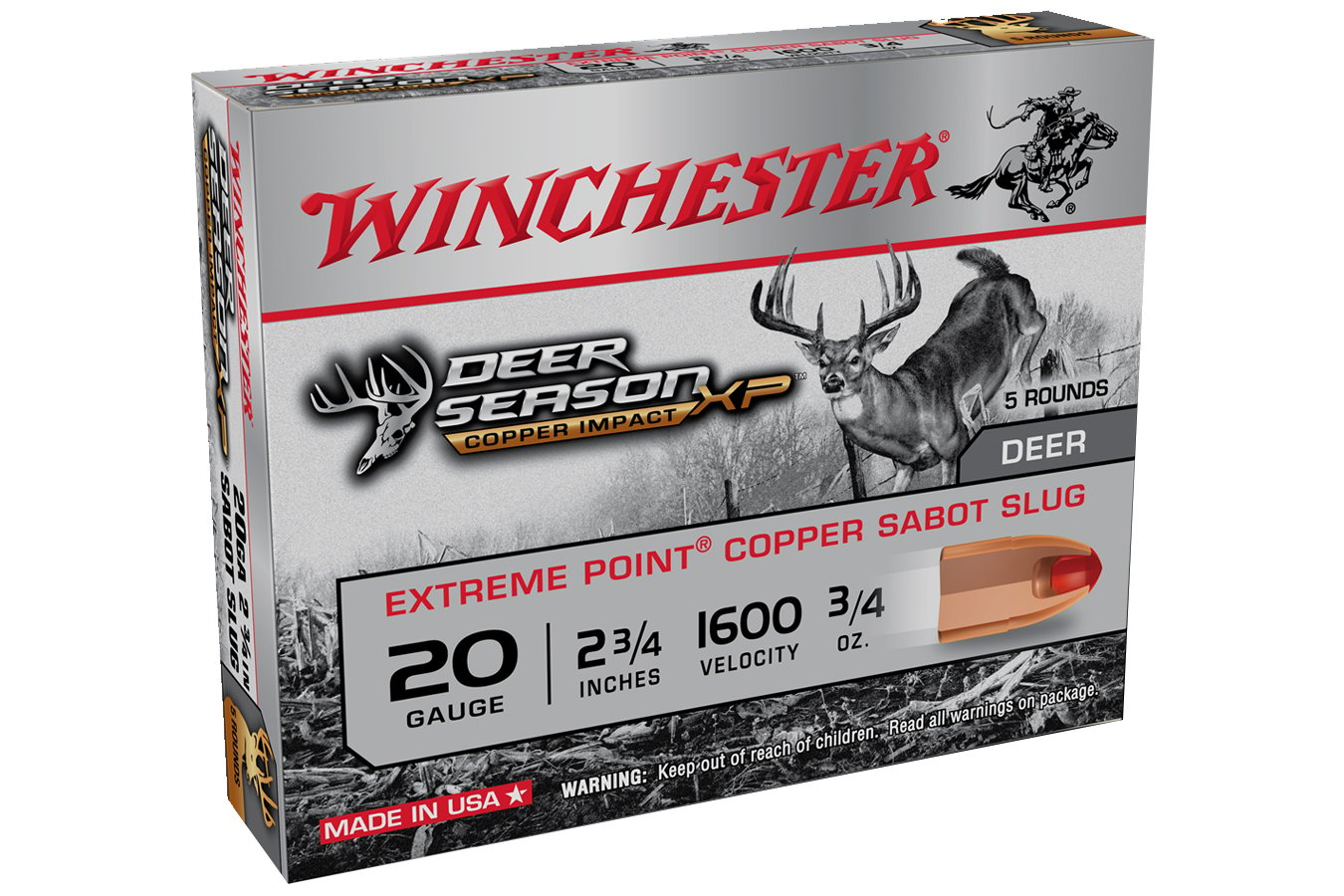 WINCHESTER AMMO 20 GA 2-3/4 IN SABOT SLUG DEER SEASON XP COPPER IMPACT