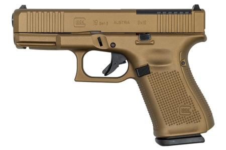 GLOCK 19 Gen5 MOS 9mm Pistol with Cerakote Burnt Bronze Finish