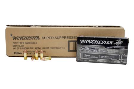 WINCHESTER AMMO 9mm Luger 147 gr FMJ Encapsulated Super Suppressed 500 Round Case