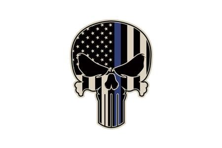 6X8 BLUE LINE SKULL VINYL STICKER