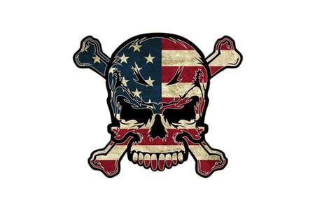 6X8 USA SKULL CROSSBONES DISTRESSED VINYL STICKER