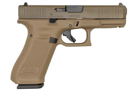 GLOCK 45 9mm Pistol with Front Slide Serrations, FDE Frame and Patriot Brown Slide Finish