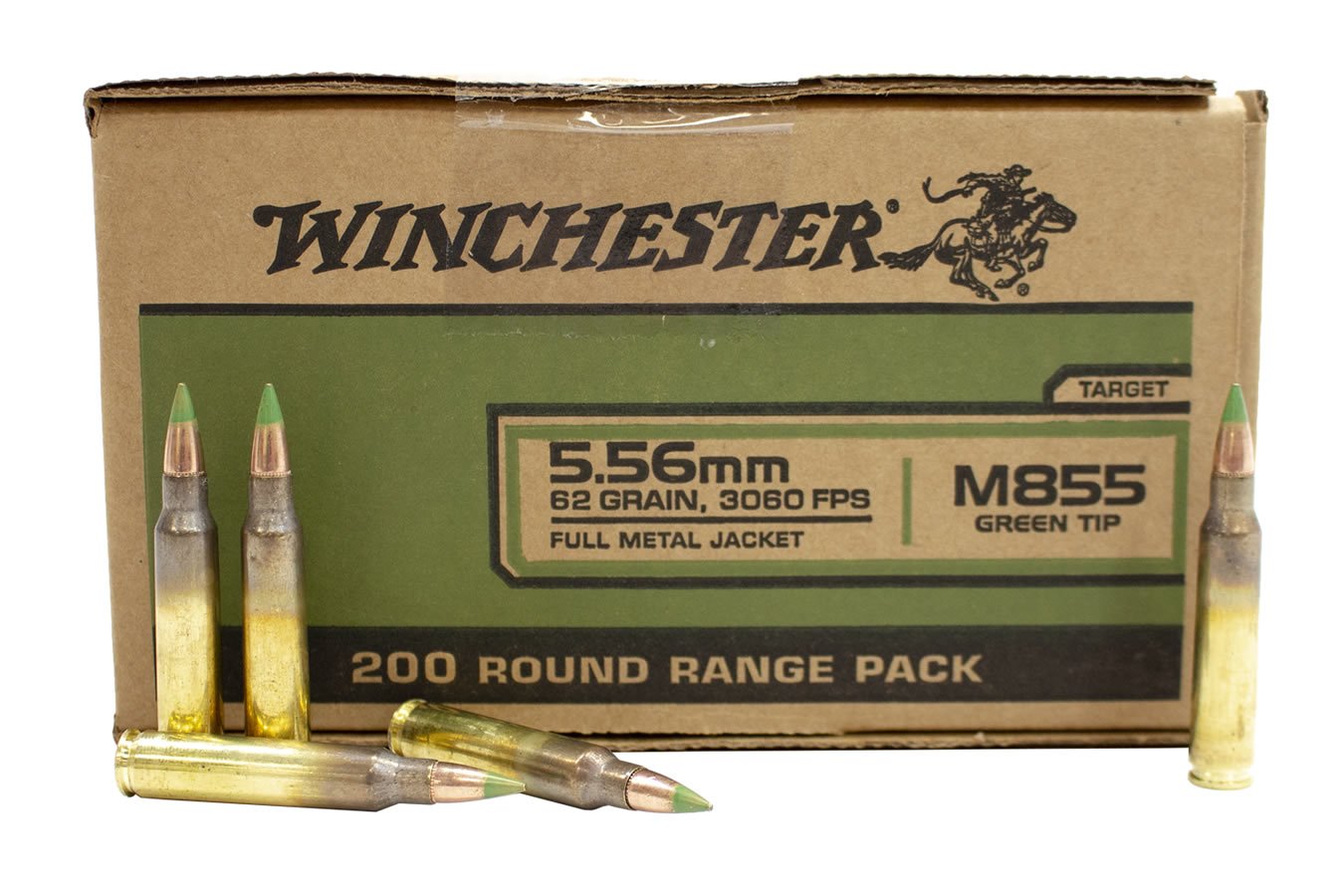 WINCHESTER AMMO 5.56MM 62 GR FMJ GREEN TIP 200 RNDS