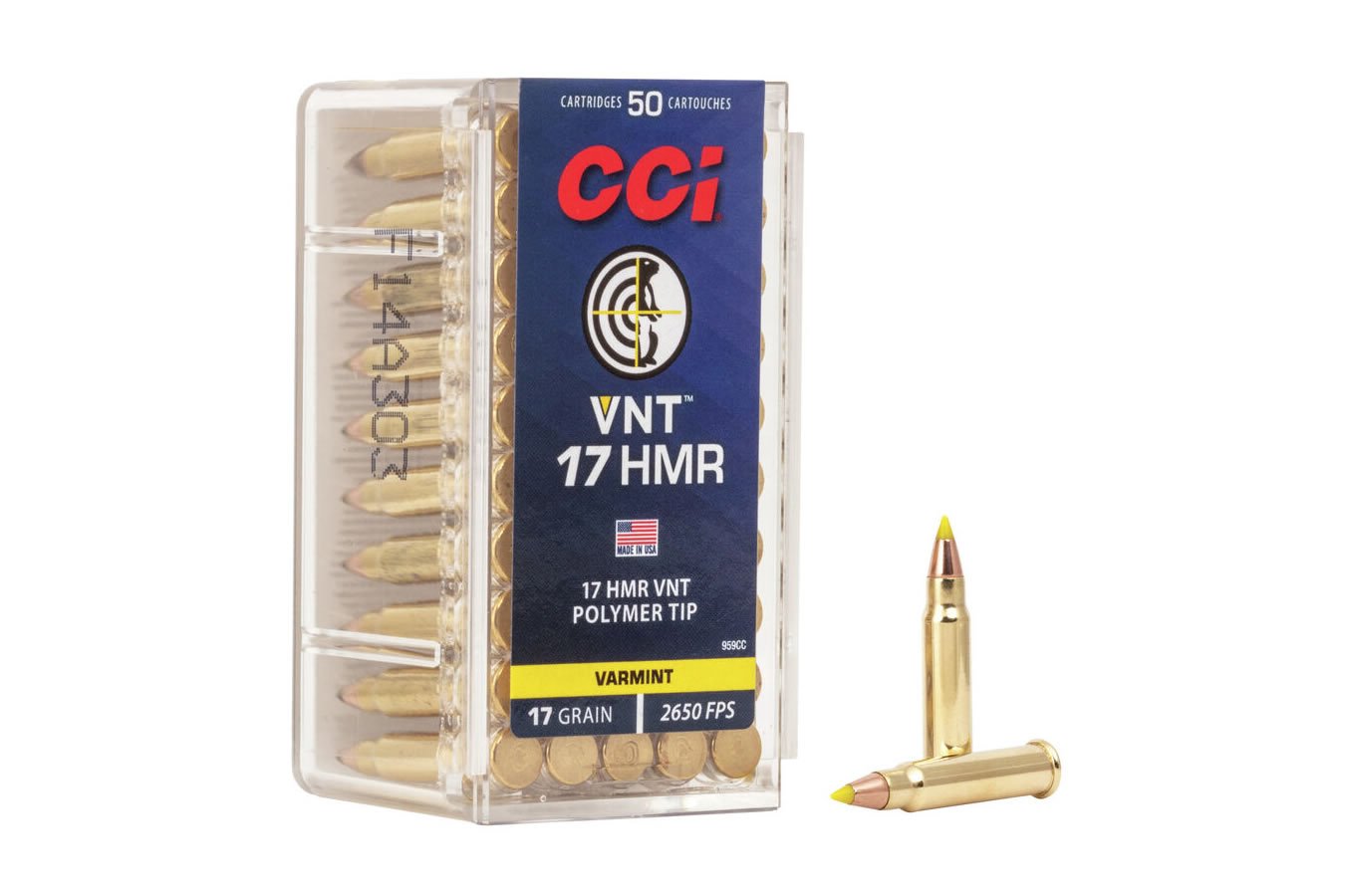 CCI AMMUNITION 17 HMR 17 GR VNT POLYMER TIPPED 50/BOX