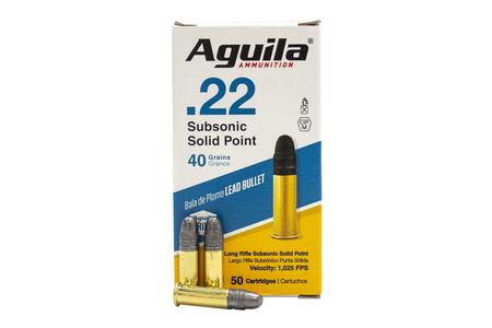 AGUILA 22LR 40 gr Solid Point Subsonic 50/Box